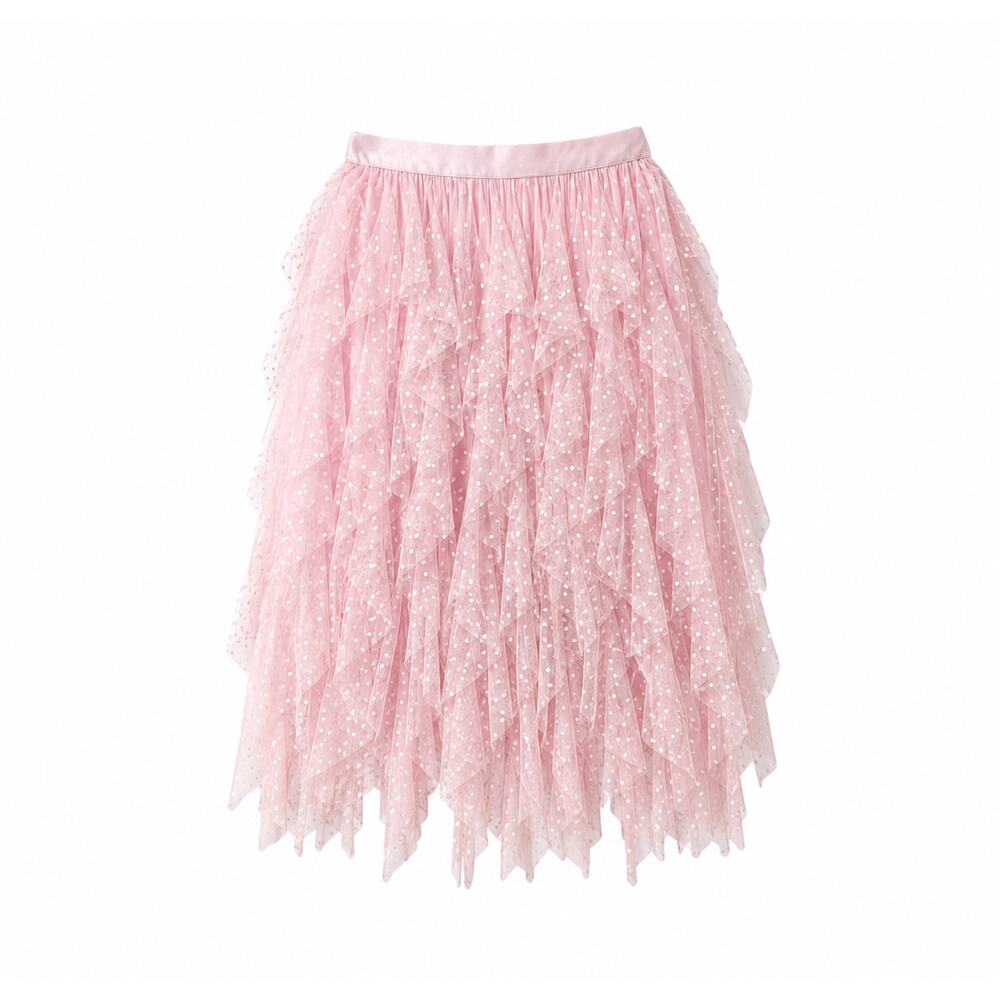 Fairy Coquette Tiered Tulle Maxi Skirt Ruffle Layers Dusty Rose Romantic XL - Picture 3 of 5